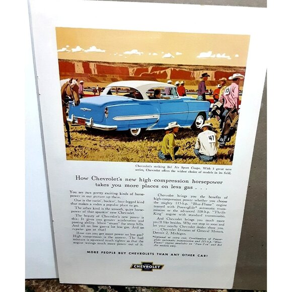 1953 Chevy Bel Air Sport Coupe Print Ad vintage 50s - Picture 1 of 1